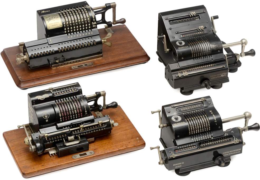 8 Calculating Machines
1) "TIM - Time-is-Money", by Ludwig Spitz. - 2) Triumphator H. - 3) - Bild 3 aus 3