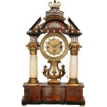 Viennese Repeater Portico Clock, c. 1840
Veneered wooden cabinet with alabaster columns, enameled