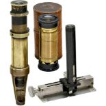 3 Materials Research and Testing Microscopes, c. 1900
1) Linen tester, original lacquered brass,