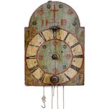 Black Forest Wooden Wheel Clock, 1814
Front pendulum, single hand, hour strike on glass bell,