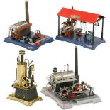 4 Wilesco Steam Engines
1) Wilesco workshop D141. - 2) D456, black, vertical. - 3) D24. - And: 4)