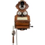 German Oak Wall Telephone by F. Schuchhardt, c. 1900
Model OB 04, no. 55079, complete. In