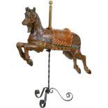 Rare Carved Carousel Goat, c. 1890
Probably France, carved wood, heavily-elaborated goatee beard,