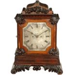 Regency Mantel Timepiece, c. 1820
Unmarked, probably England, carved walnut case with glazed