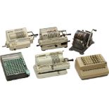 6 Calculating Machines
1) Addi 7, 1930, with printer. - 2) Corema Portative, with French manual. -