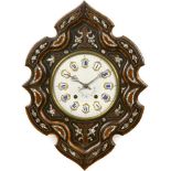 French "Bull's Eye" Wallclock, c. 1880
Wooden case with brass and mother-of-pearl inlay, painted