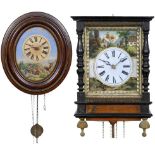2 Black Forest Picture Frame Clocks, c. 1870
Wood-plate pendulum movements, brass wheels, strike