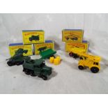 Five Matchbox / Lesney diecast model motor vehicles #64 Scammell breakdown truck, 51 trailer,