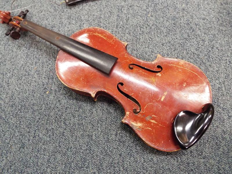 A three quarter size violin, the paper label within marked The Maidstone with bow, - Image 5 of 5