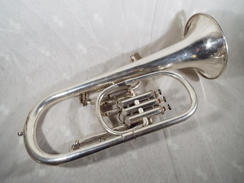 A plated Euphonium marked maker to H M Forces, A Hall Gisborne, Apollo Works, Vere Street,