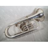 A plated Euphonium marked maker to H M Forces, A Hall Gisborne, Apollo Works, Vere Street,