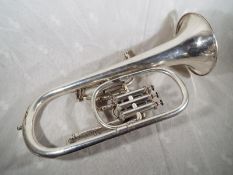 A plated Euphonium marked maker to H M Forces, A Hall Gisborne, Apollo Works, Vere Street,