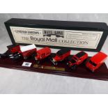 The Royal Mail Collection, die cast mail vans on plinth by Days Gone issued in a limited edition,
