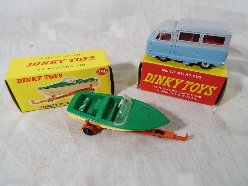 Two Dinky diecast models comprising Atlas Bus # 295 and Healey Sports Boat on Trailer # 796, - Image 2 of 2