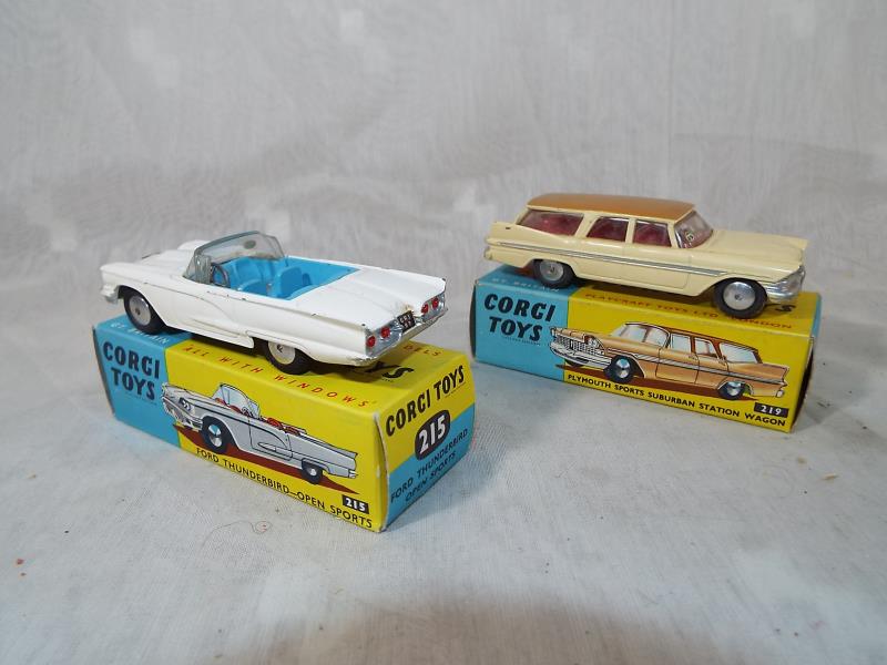 Two Corgi diecast models comprising Ford Thunderbird open sports car # 215 and Plymouth Sports - Image 2 of 3