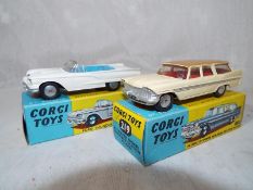 Two Corgi diecast models comprising Ford Thunderbird open sports car # 215 and Plymouth Sports
