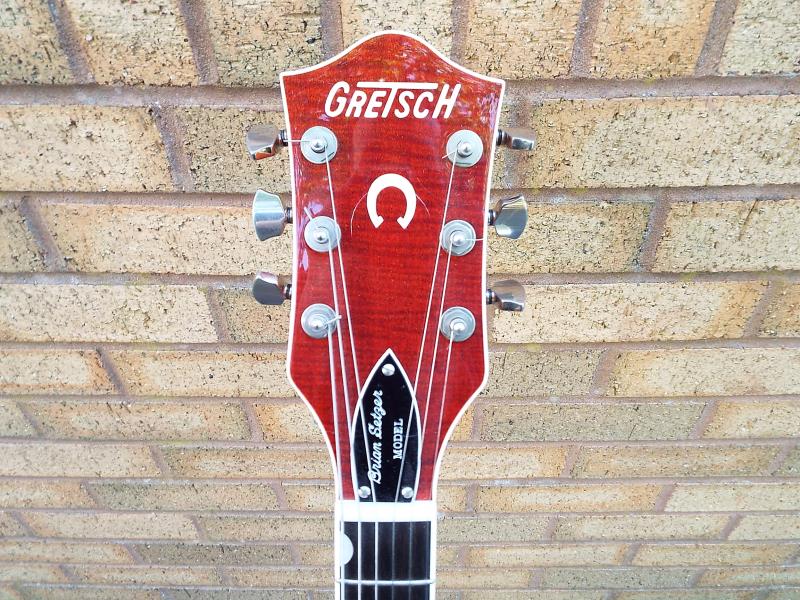 A Gretsch Brian Setzer semi-acoustic guitar, translucent amber finish, model G6120SSU, serial No. - Image 3 of 8