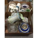 Two boxes of glass and crockery