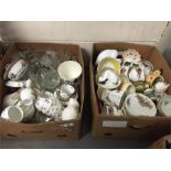 Two boxes of mixed glass and china