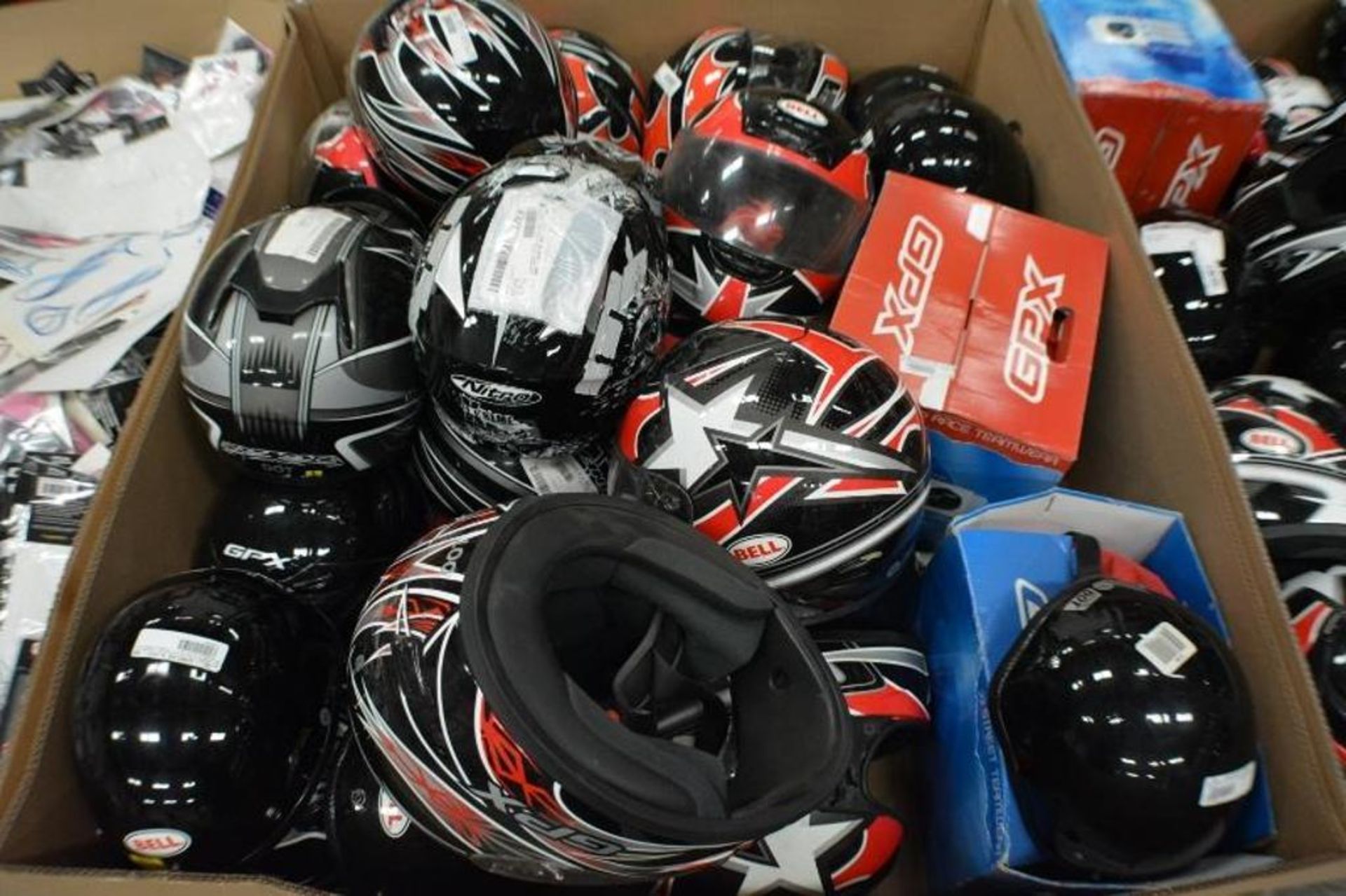 Motorcycle Helmets. Assorted Sizes by GPX and Bell. Contents of Gaylord - Image 3 of 3