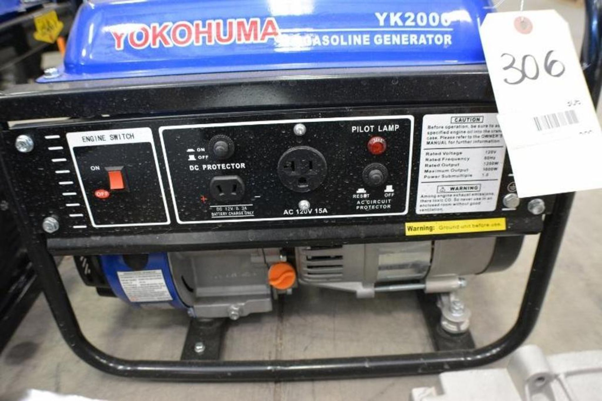 2000Watts Gasoline Generator 2.5HP 120V by Yokohuma - Image 2 of 4