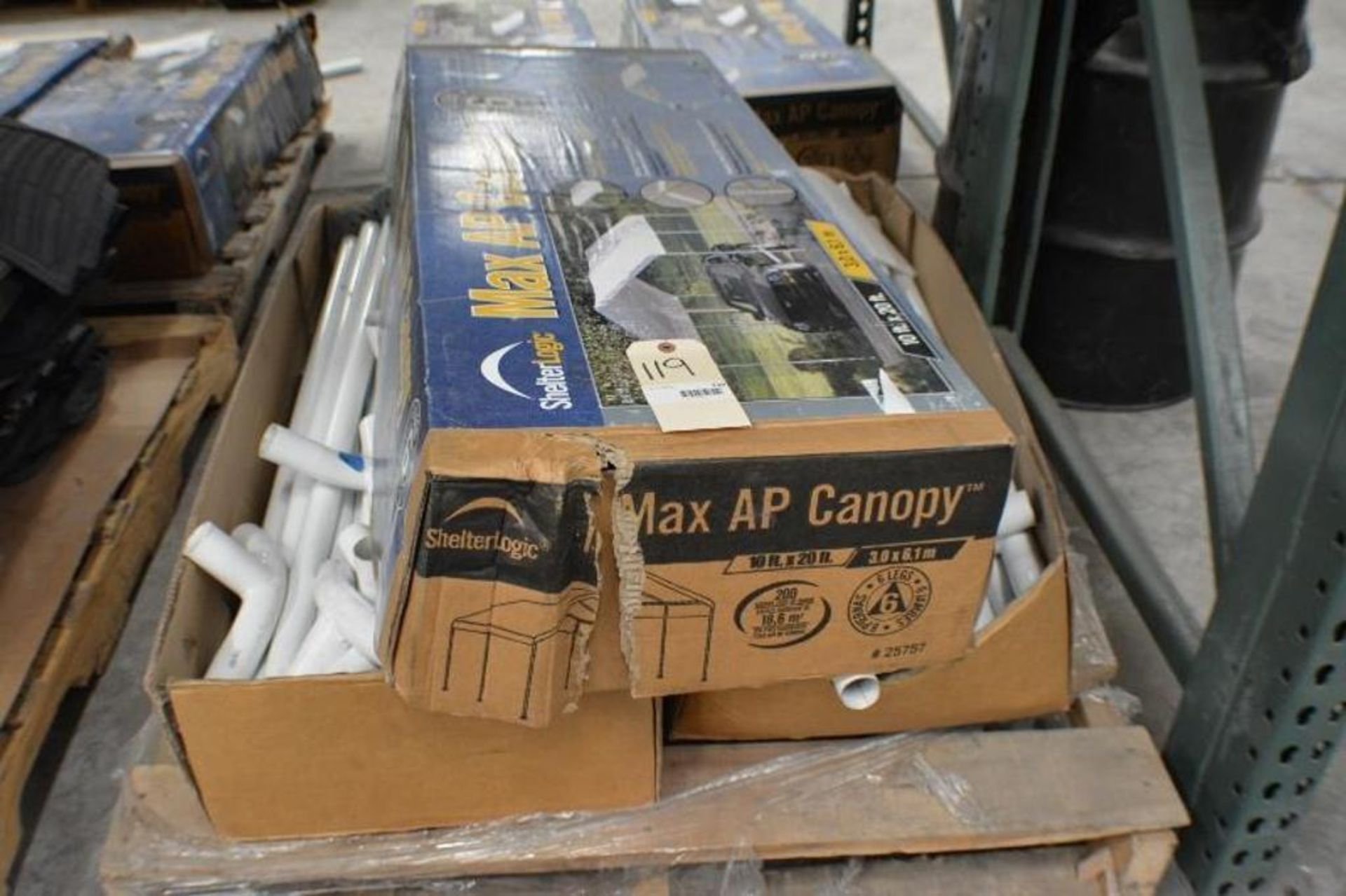 Max AP Canopy Size 10ft X 20ft. No tarps. Contents of Pallet