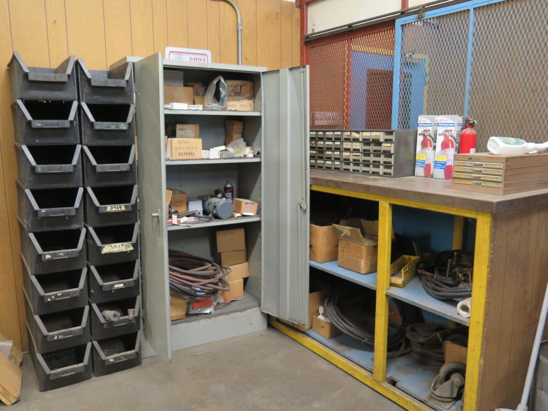 Contents of room Hardware. Cabinets, Shelves, Desk