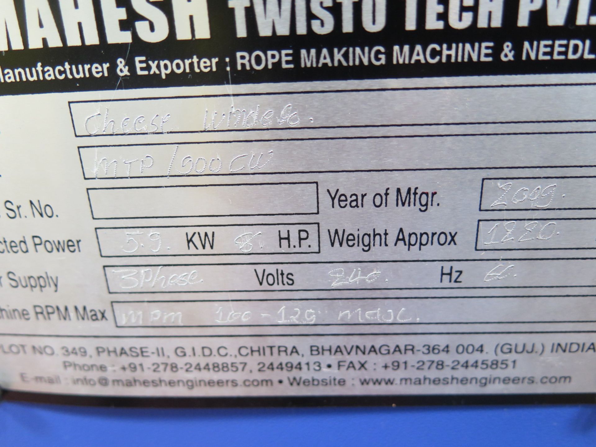 2009 Mahesh mdl. MTP/500CW Automatic Coil Winder - Image 6 of 6