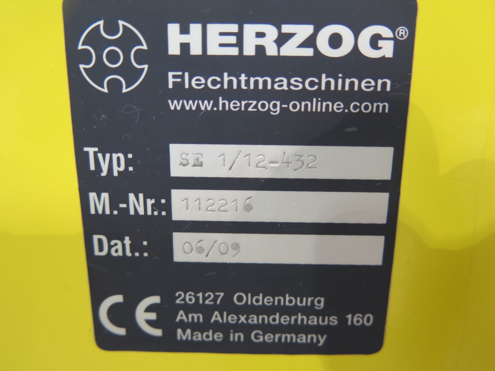 2009 Herzog mdl. SE 1/12-432 Automatic Rope Braiding Machine s/n 112216 w/ Siemens Digital Controls, - Image 7 of 7