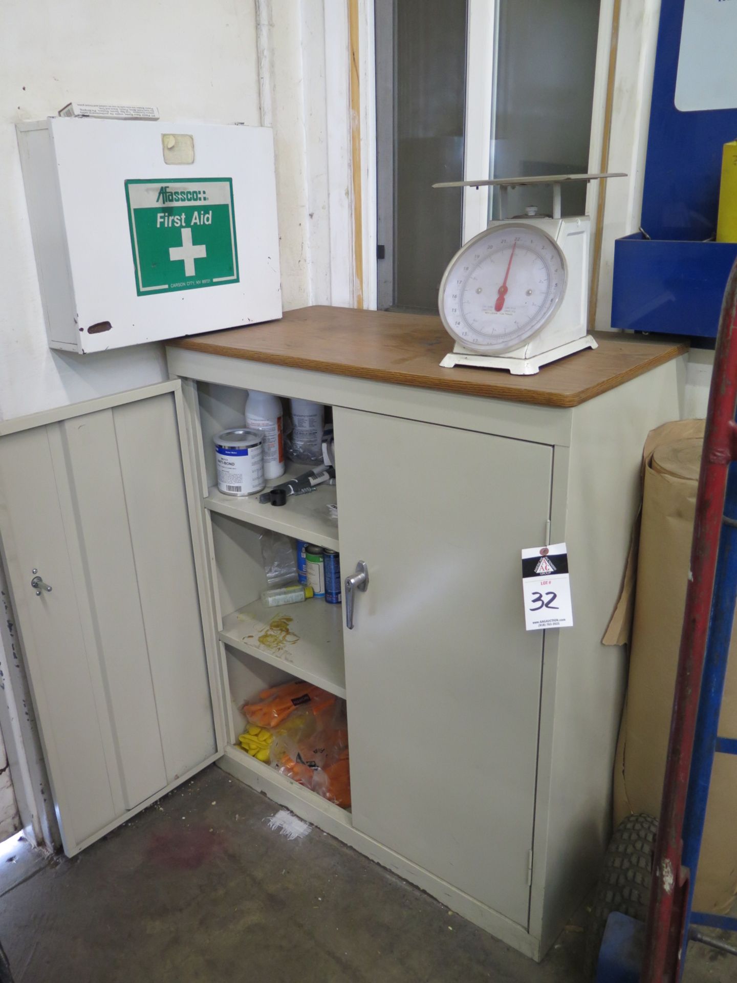 Storage Cabinet, MSDS Board, First Aid Kit and Misc