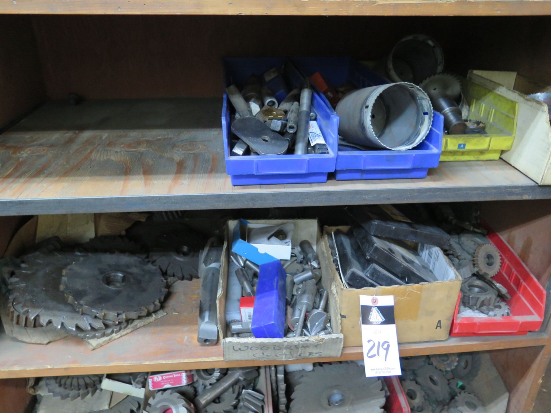 Mill Slot Cutters, Shell Reamers, Spade Drills amd Misc Tooling w/ Shelf - Image 3 of 5