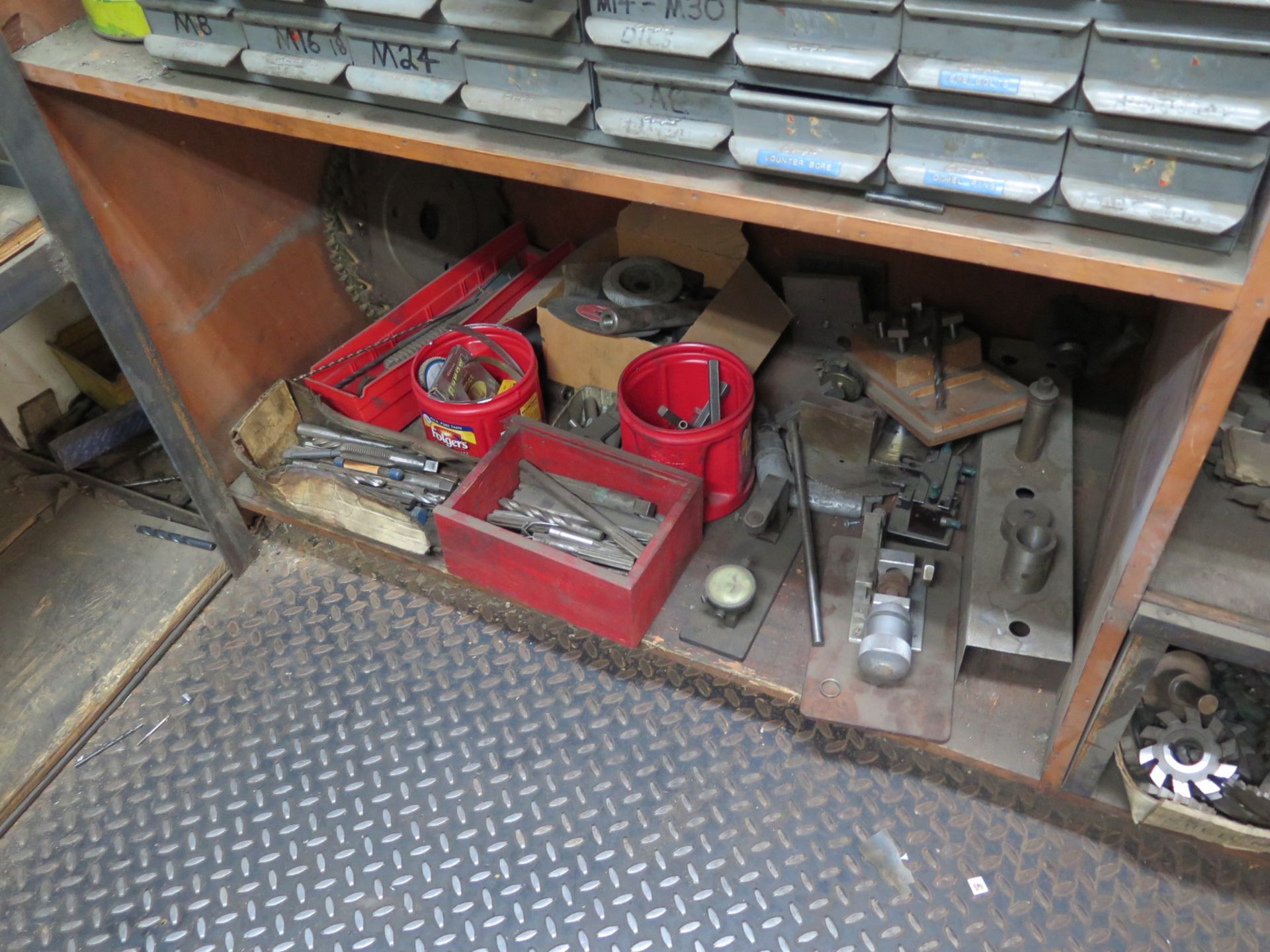 Mill Slot Cutters, Shell Reamers, Spade Drills amd Misc Tooling w/ Shelf - Image 5 of 5