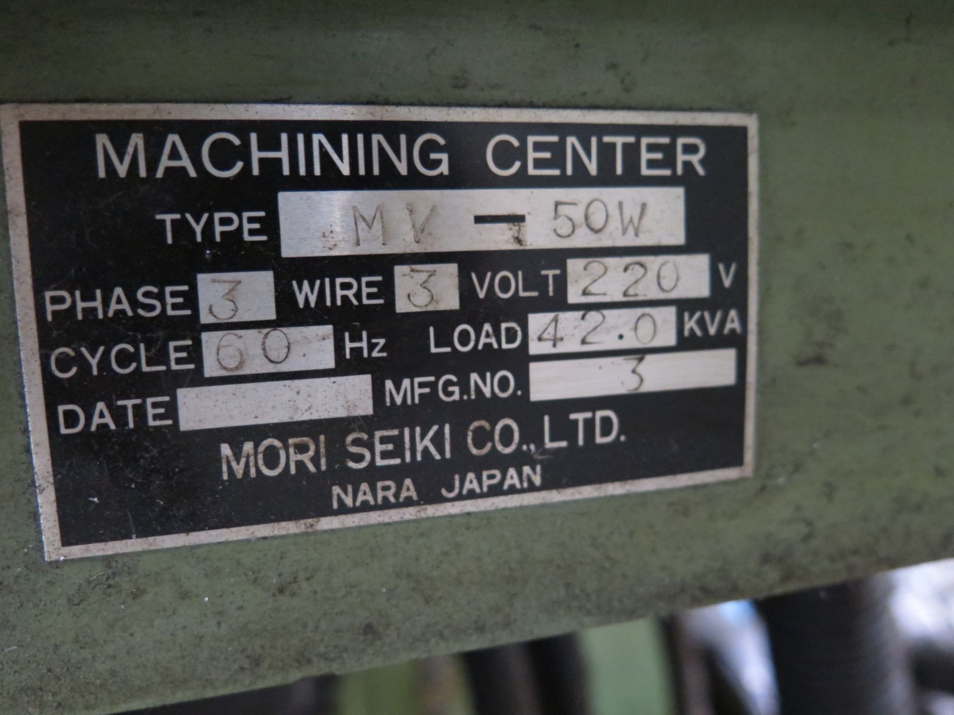 Mori Seiki MV-50W CNC Vertical Machining Center s/n 3 w/ Fanuc System 6-M Controls, 32-Station ATC, - Image 8 of 8