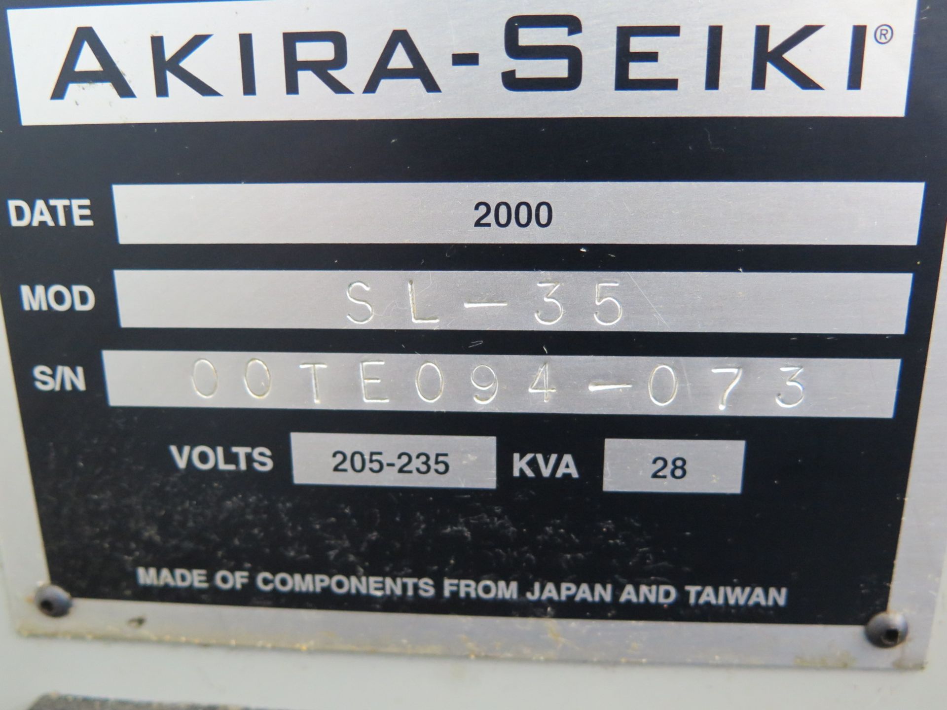 2000 Akira Seiki SL-35 CNC Turning Center s/n 00TE094-073 w/ Fanuc Series 0-T Controls, 12-Station - Image 8 of 8