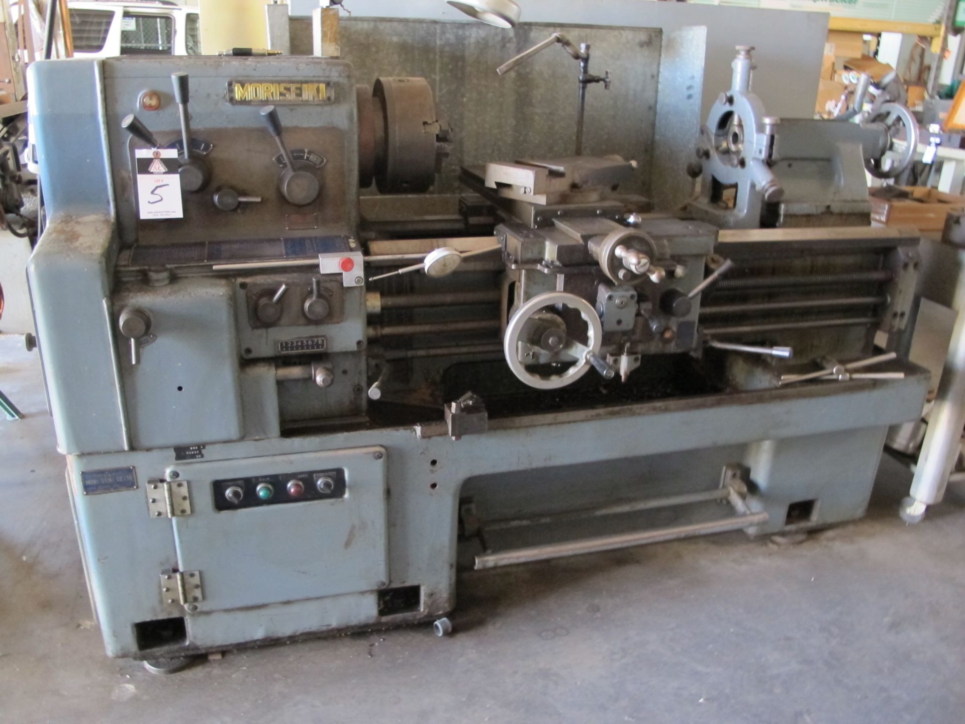 Mori Seiki MS-850 17â€ x 38â€ Geared Head Gap Bed Lathe s/n 7179 w/ 32-1800 RPM, Inch Threading,