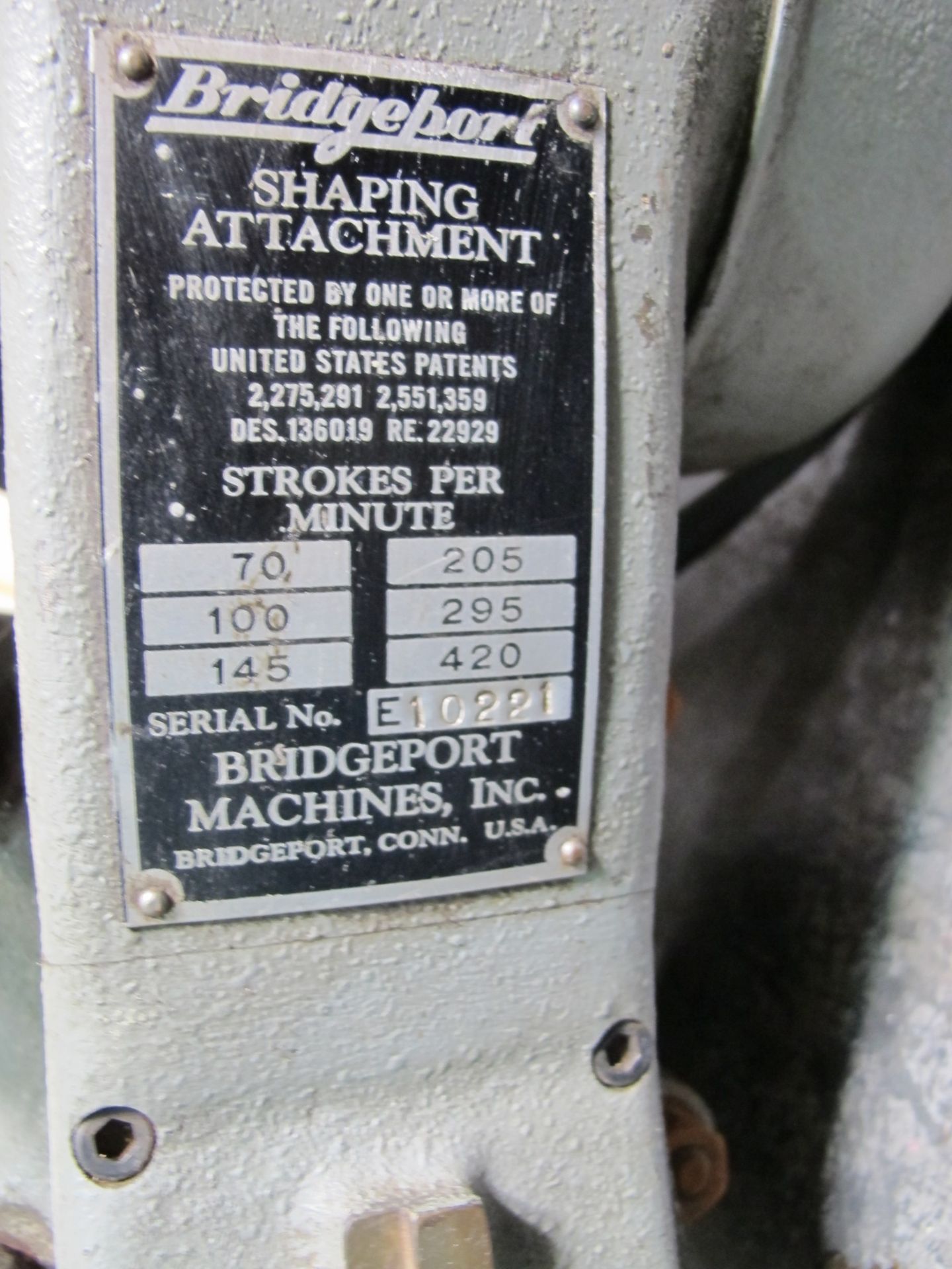 Bridgeport Shaping Attachment s/n E10221 - Image 2 of 2