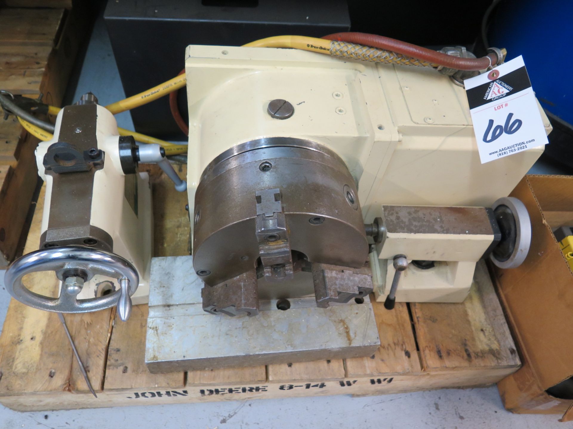 Tsudakomo mdl. RN-200-R 4th Avis 8" Rotary Head w/ 8" 3-Jaw Chuck, Riser Base, (2)Mill Centers,