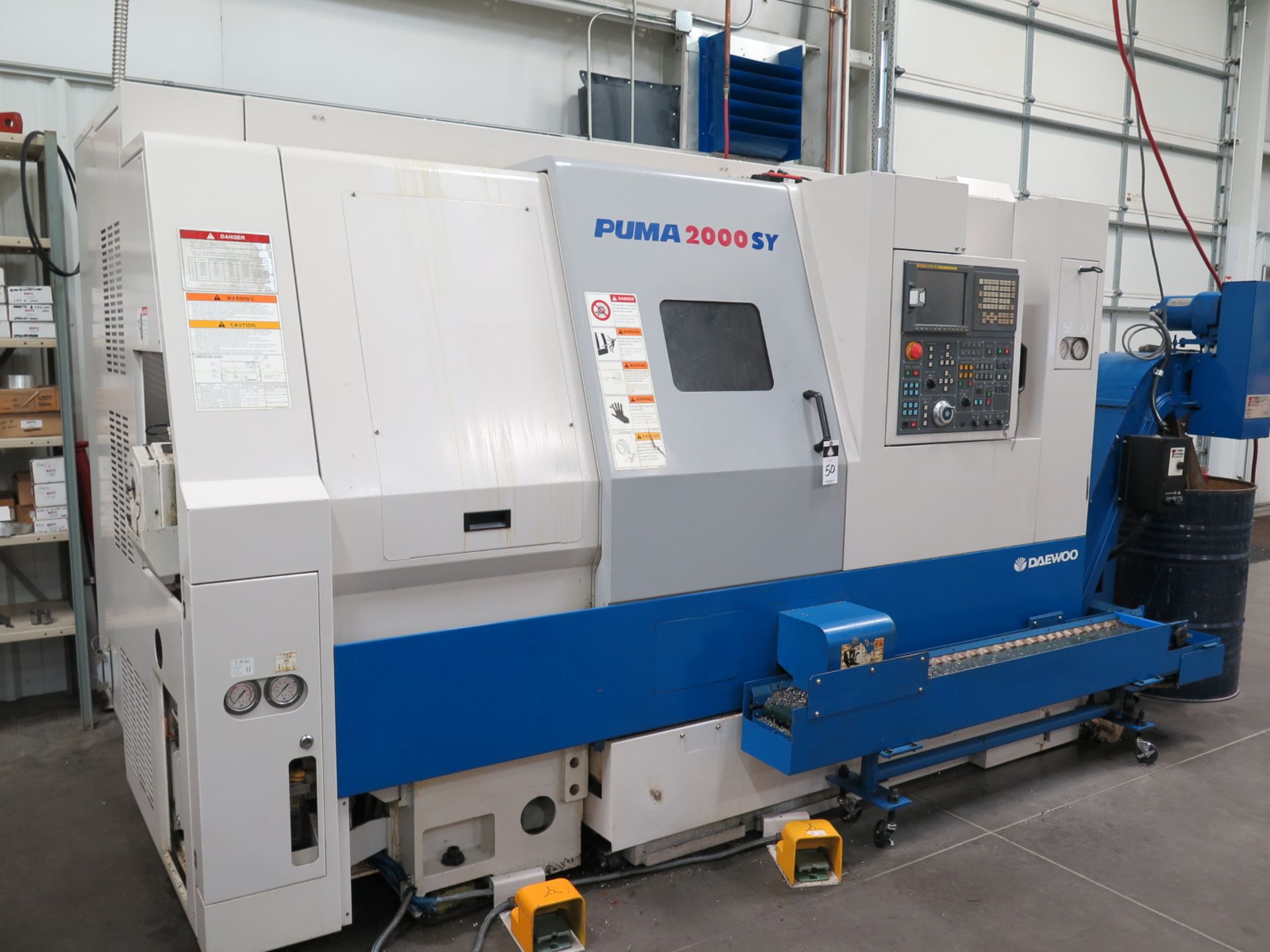 2003 Daewoo PUMA 2000SY Twin Spindle Live Turret CNC Turning Center s/n P200SY0202 w/ Fanuc Series - Image 2 of 12