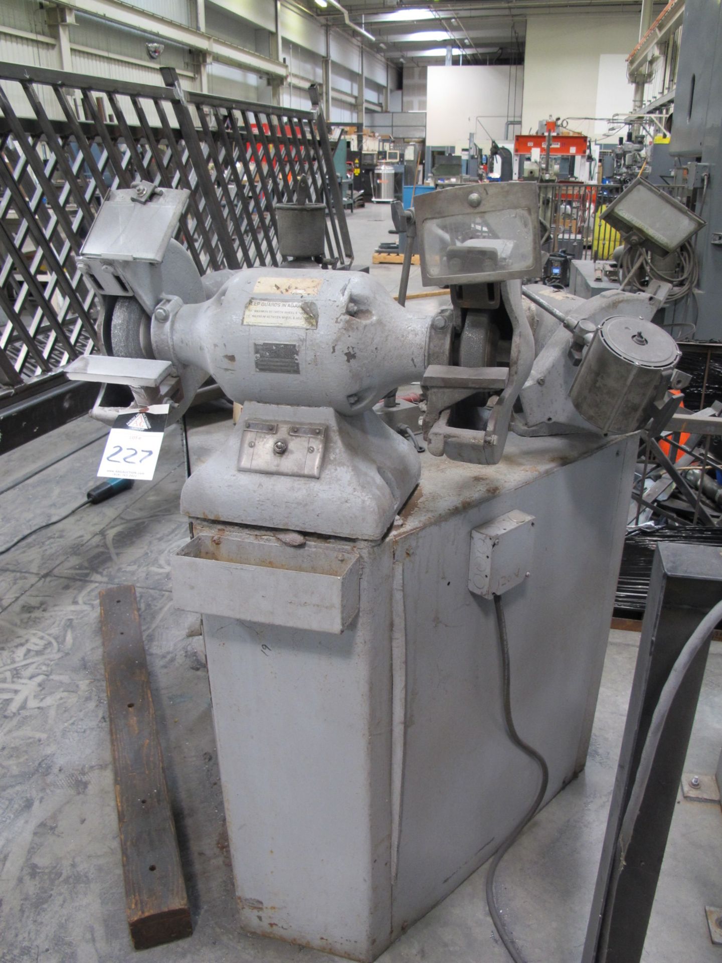 Carbide Tool Grinder and (2) Bench Grinders w/ 3-Station Grinding Table