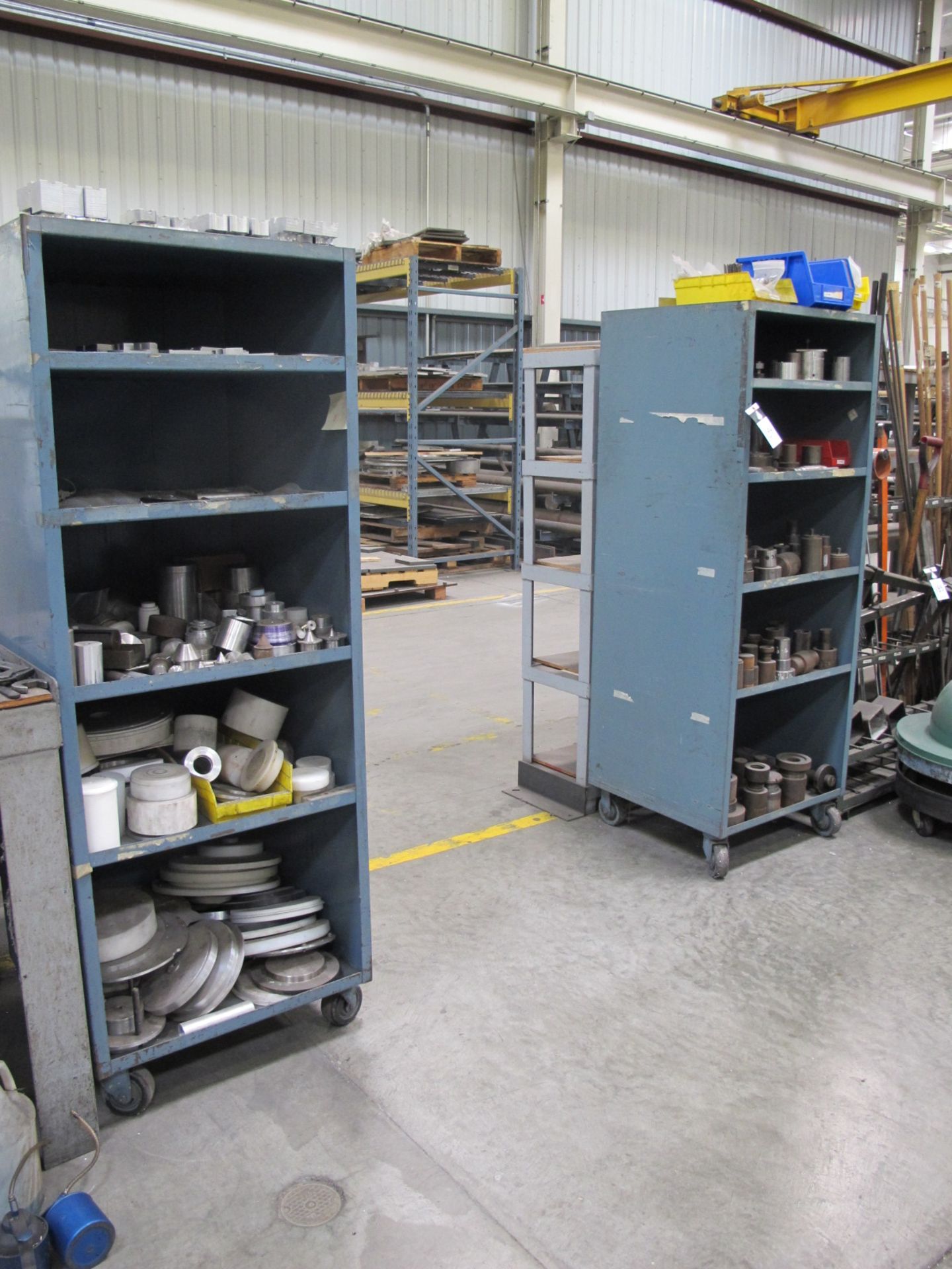 (2) Rolling Steel Shelves w/ Misc