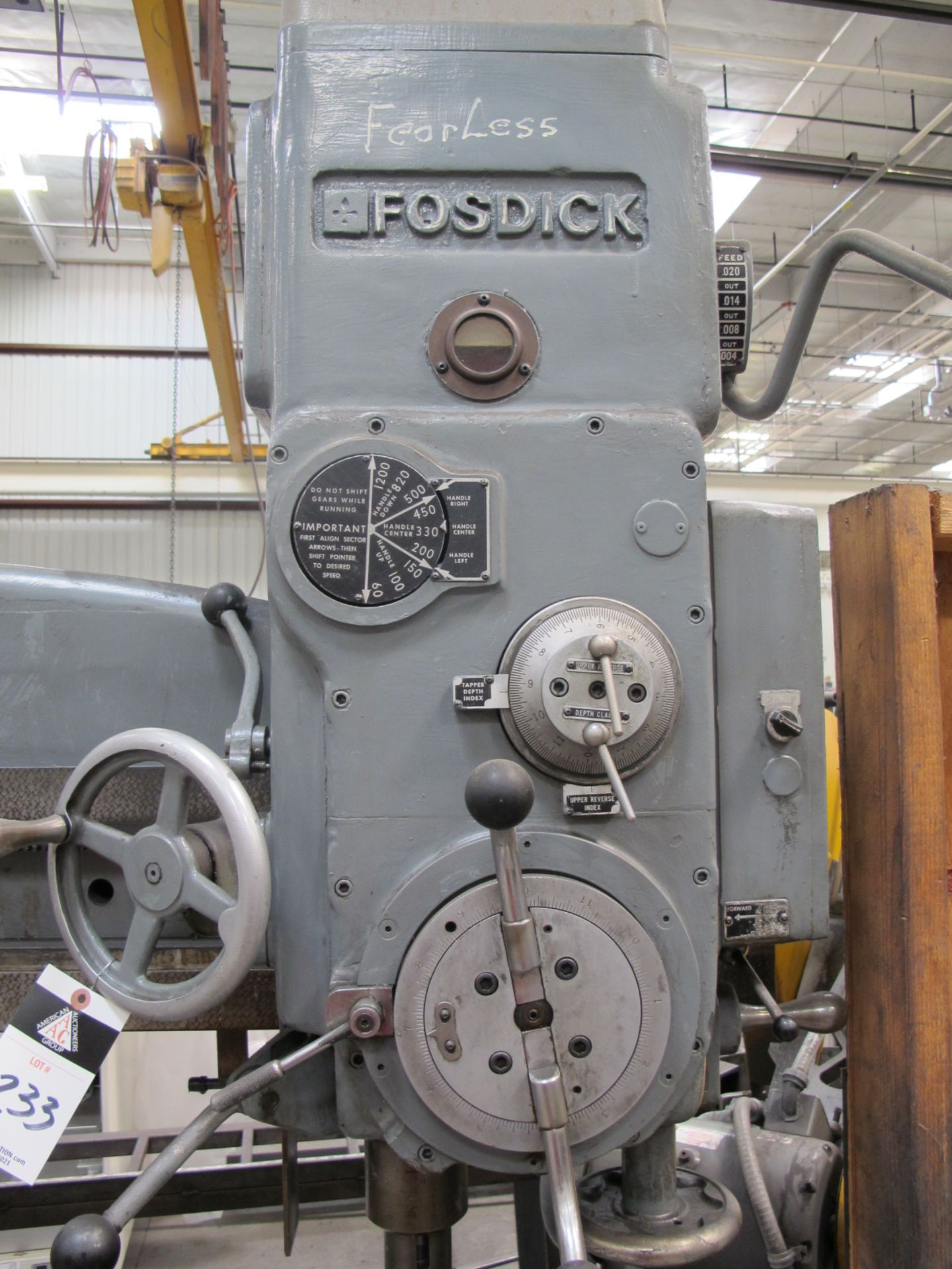 Fosdick 12â€ Column x 36â€ Sensitive Radial Drill w/ 60-1200 RPM, Power Feeds, 24â€ x 48â€ Power - Image 3 of 6