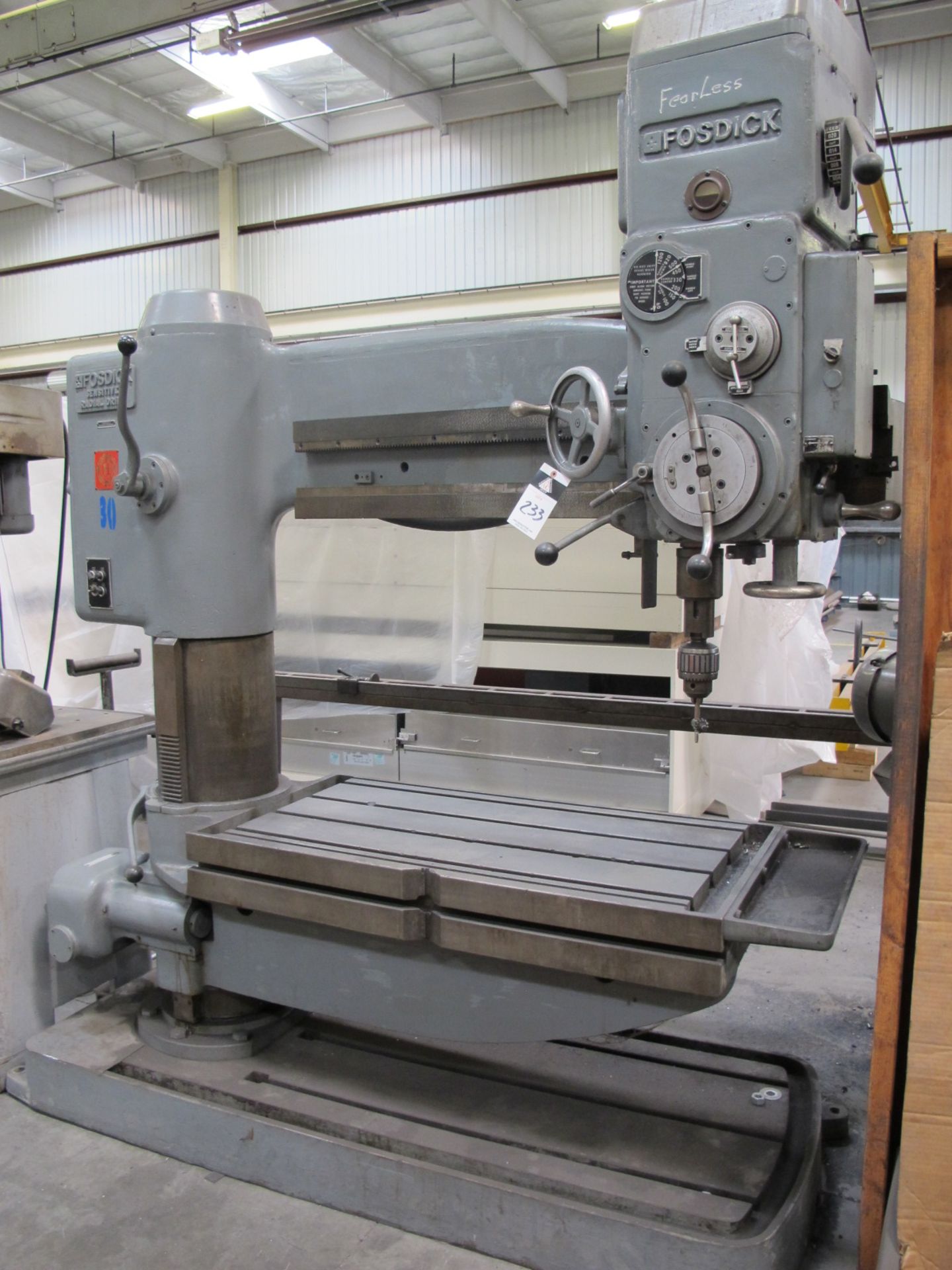 Fosdick 12â€ Column x 36â€ Sensitive Radial Drill w/ 60-1200 RPM, Power Feeds, 24â€ x 48â€ Power