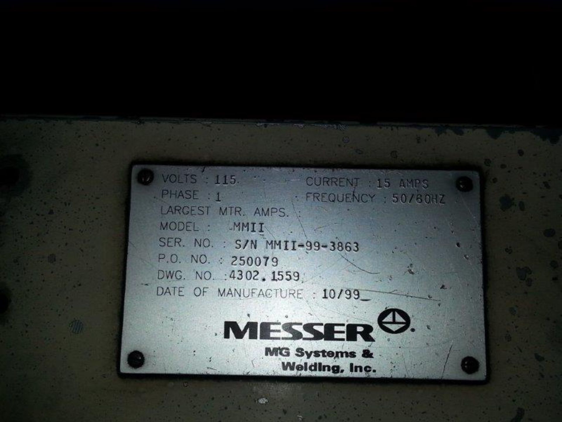 1999 MESSER PLASMA TABLE MDL. MMII METAL MASTER II, SN. MMII-99-3863, HYPERTHERM HD3070 POWER - Image 3 of 5
