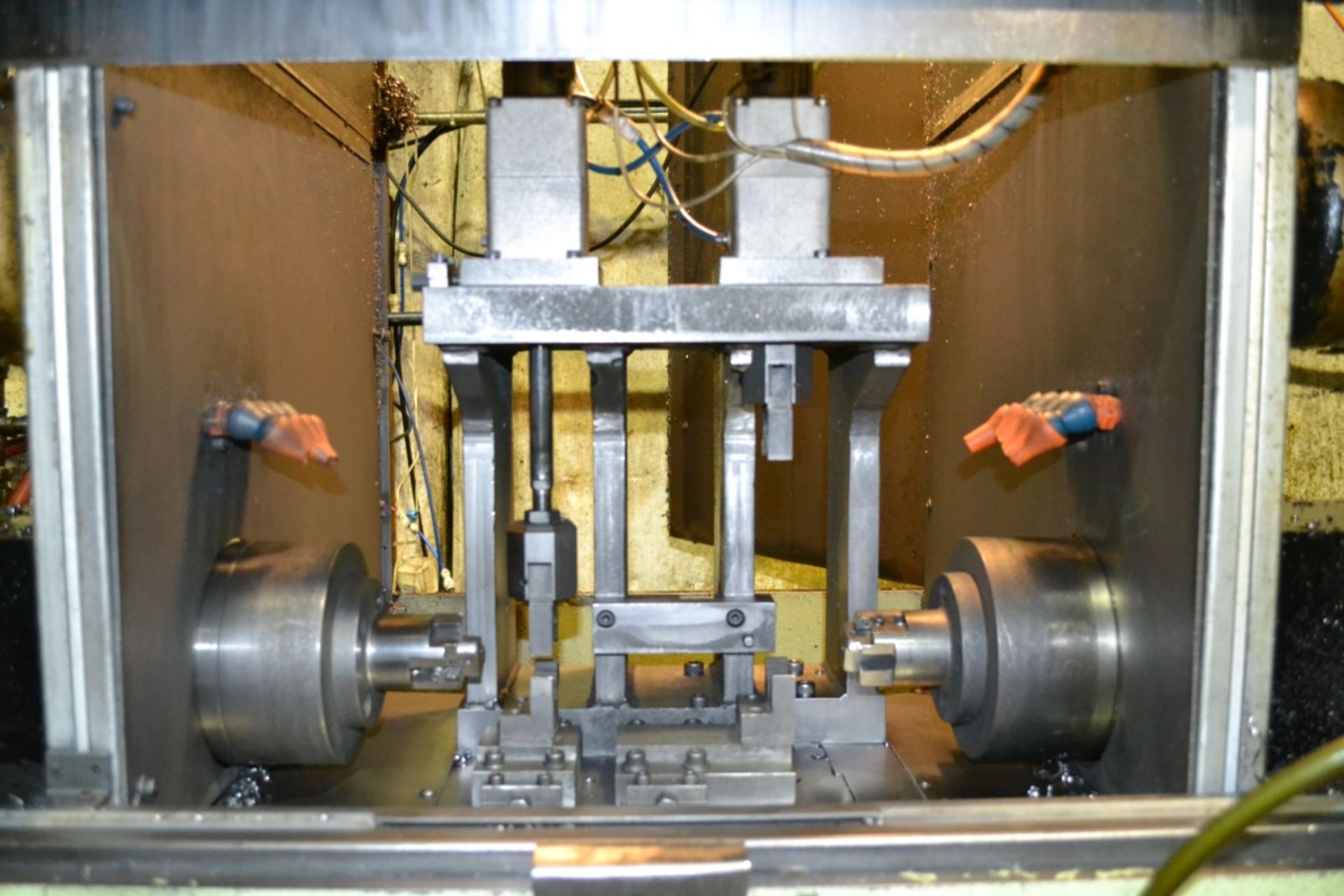 Yamada Model Double End Opposed Spindle Boring and Facing Machine, Central Clamping Fixture, w/PLC - Image 2 of 3
