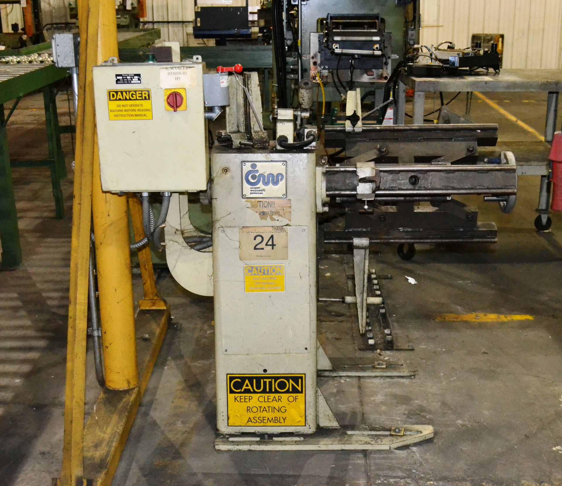 Cooper Weymouth Peterson Model 2RM Expanding Mandrel Uncoiler; 48" Max OD, 18" Width; 1,600-Lb