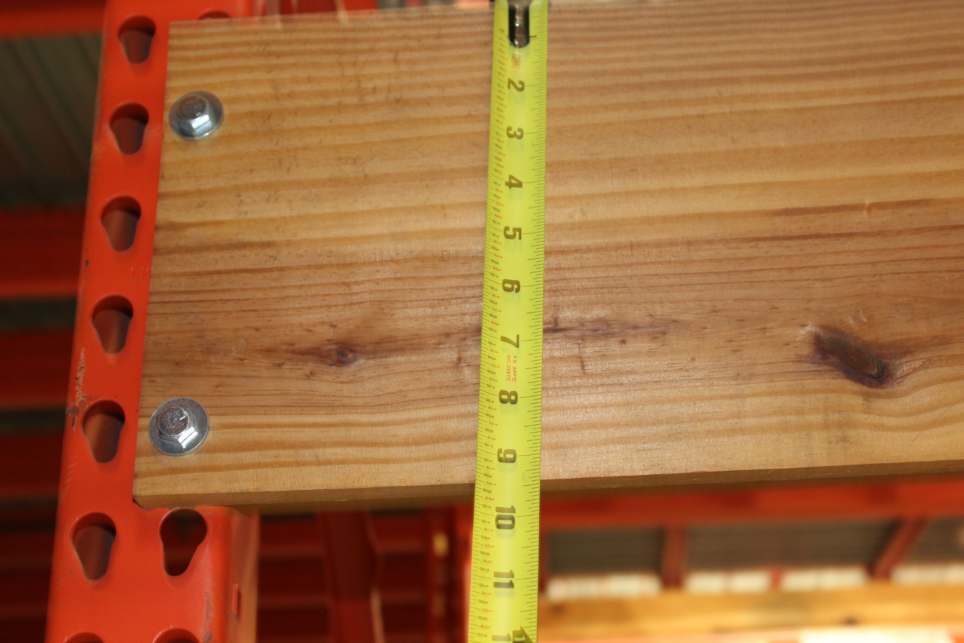 WOODEN PALLET STOPPER / BACK STOP. SIZE: 123"L X 9.5"W X 3/4"THICK. 120 PCS TOTAL, ONE MONEY. - Image 5 of 5