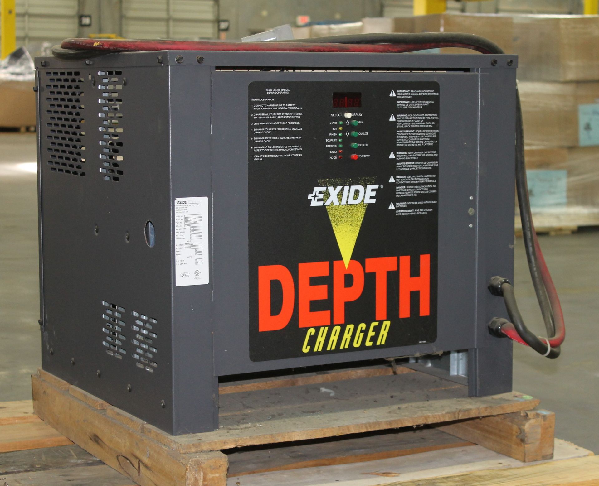 EXIDE DEPTH ELECTRIC FORKLIFT BATTERY CHARGER, 36V