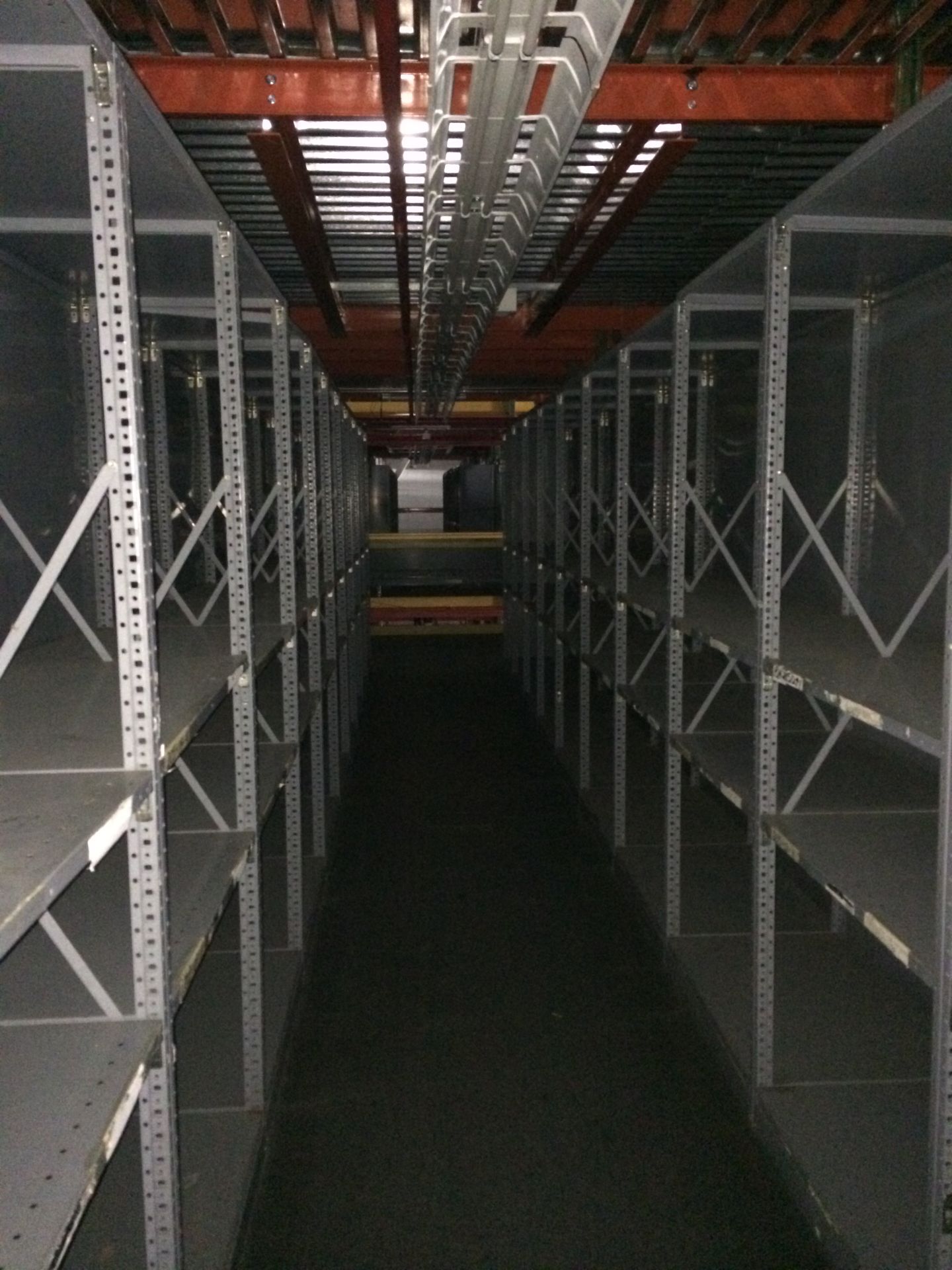 60 SECTIONS OF CLOSED BACK INDUSTRIAL CLIP SHELVING, SHELF SIZE 24"D X 36"W  EACH SIZE: 24"D X 36"