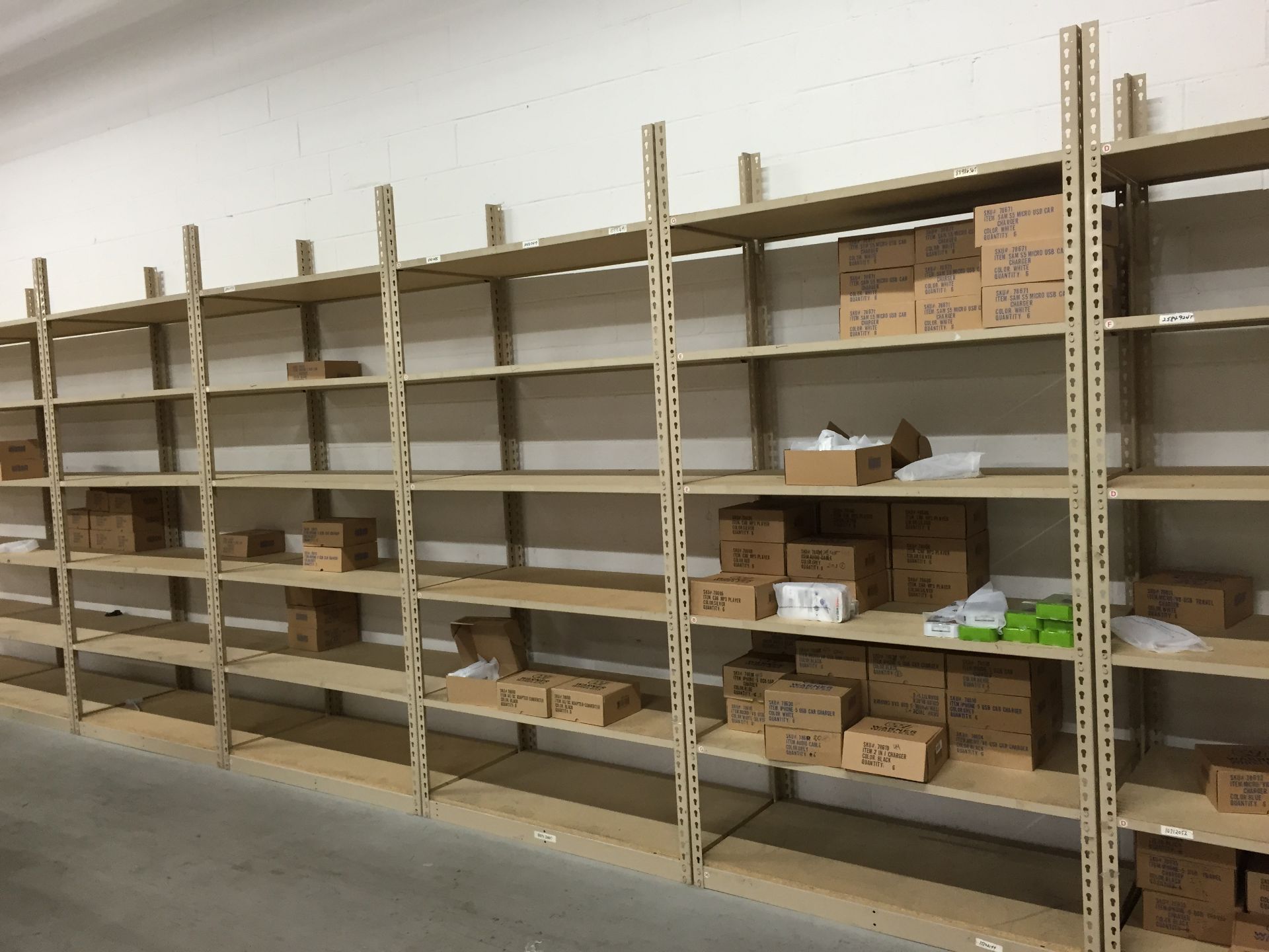 50 SECTIONS OF RIVETIER INDUSTRIAL SHELVING,  EACH SIZE 28"D X 65"W X 84"H, COLOR: MANILA, 5 SHELVES - Image 6 of 9