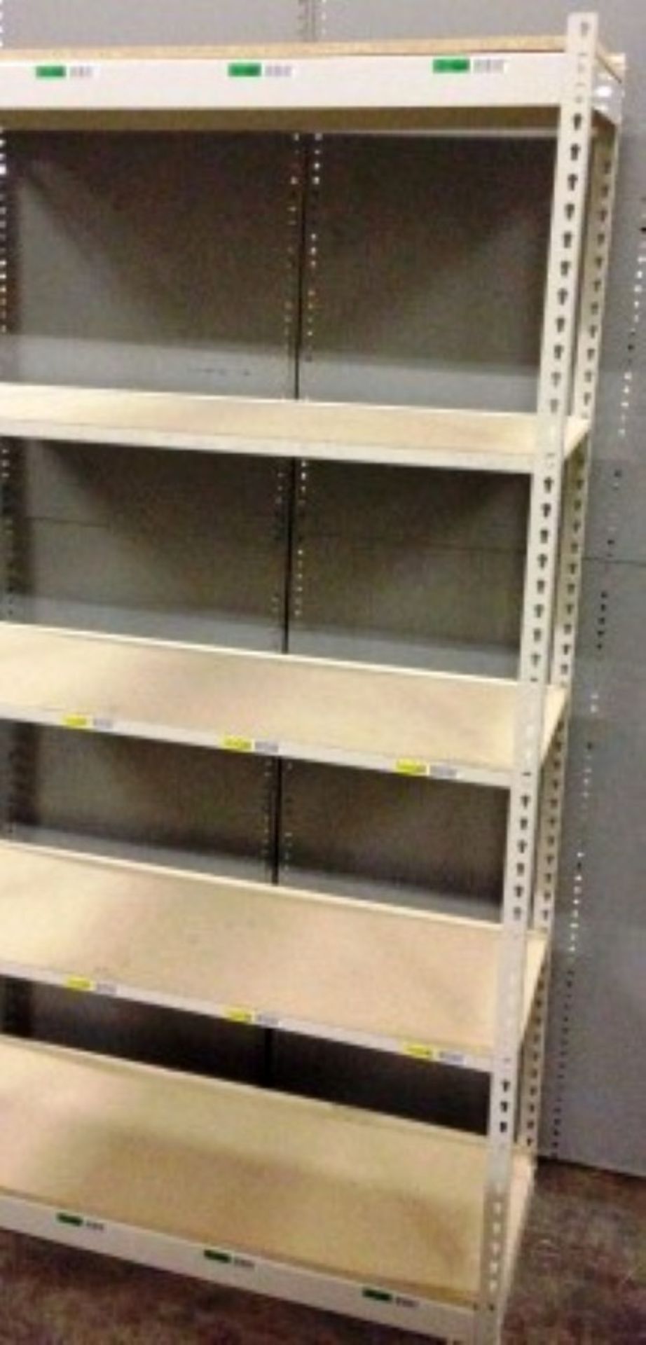 ONE LOT OF 10 SECTIONS OF RIVETIER INDUSTRIAL SHELVING,  EACH SIZE 18"D X 48"W X 84"H, COLOR: - Image 4 of 5